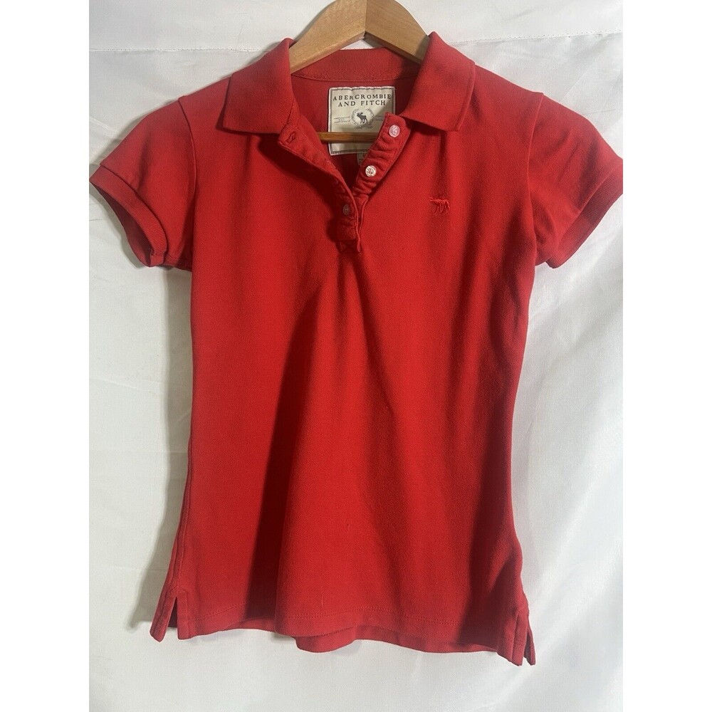 Abercrombie Red Polo Shirt Women’s M Vintage 90s Aesthetic Preppy Old Money